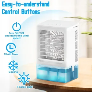 New Portable Air Conditioners 7 Color Night Light2 Spray Ports 3 Speeds Mini Air Conditioner Fan Smart Conditioners