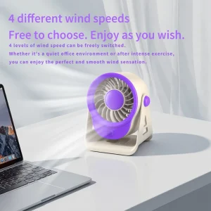 New Portable USB Desk Fan Mini Table Cooling Fan Silent Brushless Motor 4 Speeds for Office Home