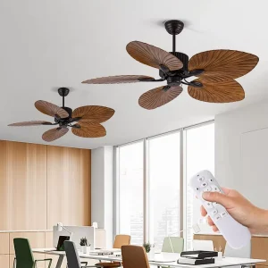 New Product Home Decorative 52 Inch ABS 5 Blades Palm Leaves Household Remote Control Bldc Ceiling Fan
