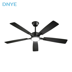 New Product Intelligent Remote Control Silent Home Plywood 52 Inch Modern Black LED Ceiling Fan Light Suitable for Hotel Offices