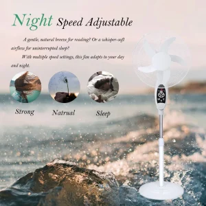 New Rechargeable Tower Pedestal Fans AC/DC Portable Floor-Standing Solar Fan with Battery