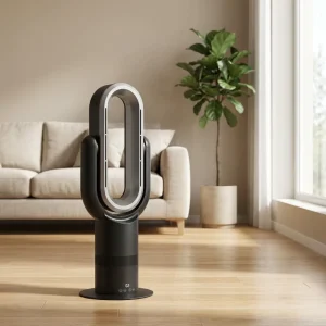 New Remote Control Bladeless Fan with Fast Heating and Cooling Front Air Outlet for Office Hotels Plastic