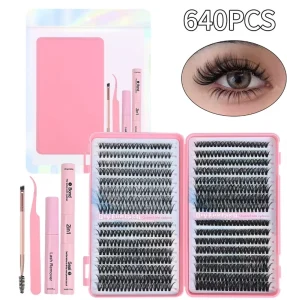 New Single Cluster Segmented Five Piece False Eyelash Set Adhesive Tweezers Set European and American Style False Eyelashes
