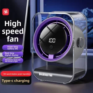 New Smart Circulation USB Desktop Fan with Brushless Motor and Ambient Lighting Household & Office Use Small Desk Fan