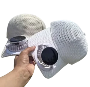New Solar Powered Charging Hat Fan Summer Extended Brim Mesh Breathable Sun Protective Couple’s Visor Hat PVC Adjustable