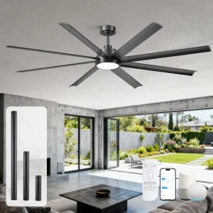 New Style Industrial Ceiling Fan OEM ODM Waterproof 8 Aluminum Blades Villa Hotels 8799CFM High Airflow Commercial Ceiling Fan