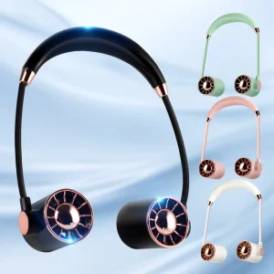 New Style Wearable Neck Fan Button Control 1200mAh Battery Outdoor Portable 3 Speed Car Use Mini Fan