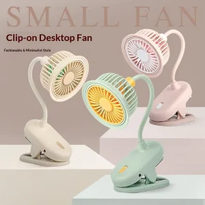 New Stylish and Simple Small Clip on USB Rechargeable Desktop Fan Model K51 9×7.5×25.5CM