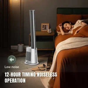 New Trend 2 in 1 Bladeless Tower Fan Cooling Heating Leafless Tower Fan Silent 12 Speeds Bladeless Tower Fan Support Timing