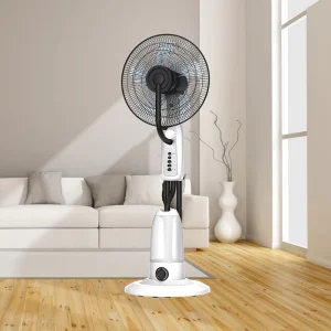 New Trend Floor Standing Mist Fan with Mechanical Control and Plastic Wheels for Easy Movement Household Use Made in China