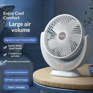 New USB Mechanical Control Desktop Fan Low Noise Swing Air Circulation Bedroom Bedside Table Fan