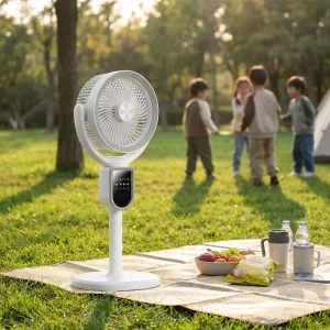 New USB Rechargeable Circulating Fan 4800mAh Battery Operated Wireless Light Low Noise Outdoor Camping Suitable For Family