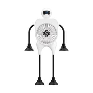 New Versatile Folding Fan with Suction Cup Smart Digital Display USB powered Cartoon Desktop Outdoor