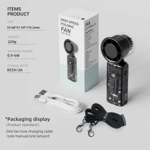 Niche-Style Transparent Portable Handheld Fan USB Rechargeable 100-Speed Digital Display Ice-Cooling Sensation Car RV