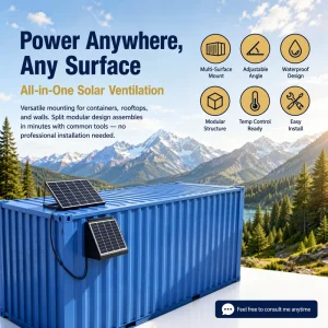 No Wiring Required 65W Solar Ball 12 Blade Diameter Wall Top Waterproof Exhaust Fan for Container Prefab House DC Extractor
