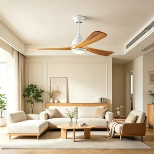 Nordic 52 Inch LED Ceiling Fan with Light and Remote Control Modern Iron Construction DC Motor for Living Room