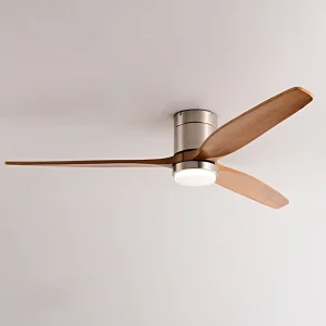 Nordic Decorative High Quality 3 Solid Wood Blades Led Light Ceiling Fan Dc Flush Mounted False Nordic Ceiling Fan with Light