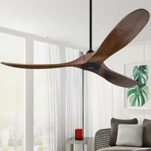 Nordic Modern 60″ 3 High End Solid Wooden Wood Blades Remote DC Forward Reverse Motor Function Ceiling Fan No Light