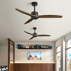 Nordic Modern Ceiling Fan With Light Dark Wood Grain ABS Blades 3 Blade Minimalist Decorative Fan for Living Room Hotel