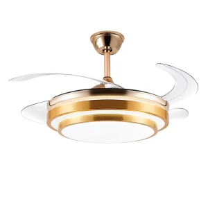 Nordic Modern Home DC Copper Motor LED Remote Control Retractable Invisible Ceiling Fan Light CRI 90 36 42 48 Inch Blades
