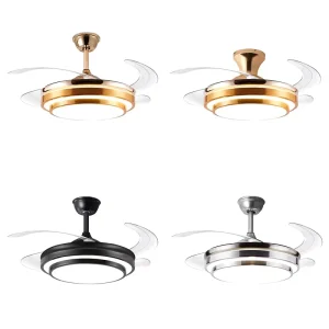Nordic Modern Home Office Ceiling Fan Light LED High CRI 90 Dimmable Remote Control Retractable Invisible Design 36 48