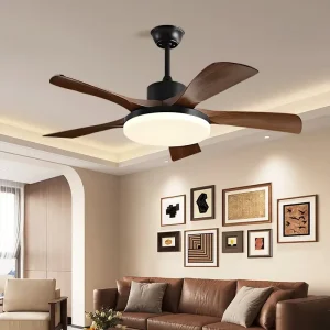 Nordic Retro Bedroom Living Room Dining Room Electric Ceiling Fan LED Remote Control Iron Construction Strong Wind Layout