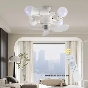 Nordic Style ABS Ceiling Fan Chandelier for Bedroom Living Room Dining Room Remote Control E27 Screw Base Multiple Bulbs