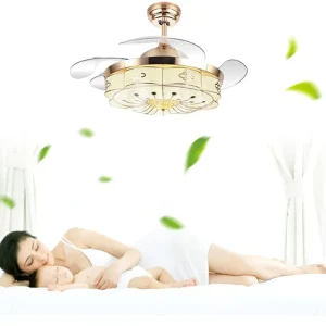 Nordic Style Invisible Ceiling Fan with Lights and Remote Decorative Living Room Ceiling Led Light Modern for Living Room