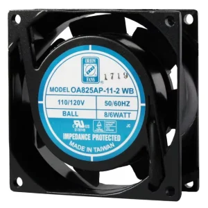 OA825AP 22 3WB AC Fan Axial Fan 80x80x25mm 230VAC 16CFM 4W 19dBA 1900RPM Ball Bearing Lead Wires