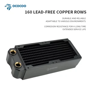 OC CRD16T 160mm Full Copper Water Cooling Radiator 80mm Dual Fan Heat Exchanger for Industrial Medical AI Server