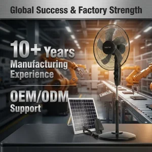 OEM 16-inch 12V AC/DC Solar Panel Electric Rechargeable Fan with Battery and LED Light, Stand/Floor Fan for Emergency Use