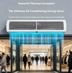 OEM Automatic Wall Mount Air Curtain Fan with AC Motor 900 2000mm for Door Energy Saving Commercial Use