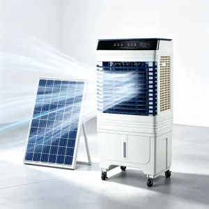 OEM Customized Movable Portable Standing Fan 50L Water tank Continuous Large Space Ventilation Cooling Solar Air Cooler