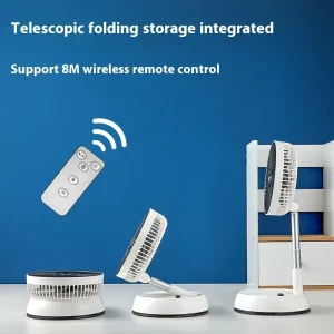 OEM Customized Portable Silent Plastic Mechanical Foldable Table Fan Dual Use Rechargeable Remote Adjustable Height Telescopic