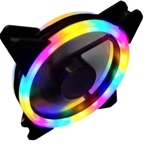 OEM Dual Aurora Ultra Quiet Colorful 12cm 120mm RGB LED Computer Case Fan with Plastic Heatsink Dual Aperture Radiator
