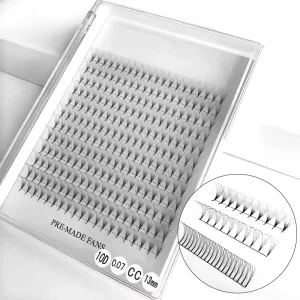 OEM Large Tray 240 Fans 6D 8D 9D 10D Heat Bonded Handmade Fanned Eyelash Extensions 0.05 0.07 Volume Lashes 12 Rows