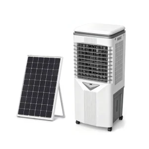 OEM Mobility Standing Fan 30L Water Tank Less Frequent Refilling Long Lasting Cooling Dual Power AC Solar Saving Air Cooler