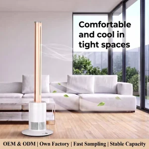 OEM ODM 10 Speed Bladeless Fan High Efficiency Standing Floor Tower Fan Smart Remote Control for Outdoor & Hotel Use
