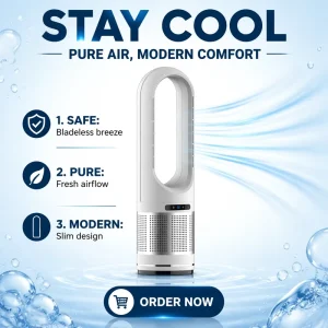 OEM ODM 110V 240V Plug Oval Bladeless Electrical Cooling Fan Body Sway Tower Pedestal Fan