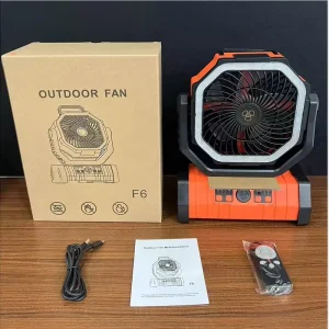 OEM ODM 20000mAh Portable Rechargeable Camping Fan F6 4 Speed Ventilador Solar Recargable Table Fan with Light and Remote