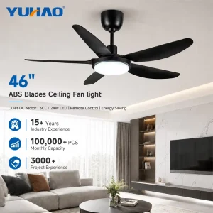 OEM ODM Energy Saving 46 56 Inch 6 Speed 5 ABS Blades Living Room BLDC Led Ceiling Fan With Light