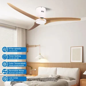 OEM ODM Energy Saving Tuya Smart Remote Control 52 Inch 3 ABS Blades Dining Room Bedroom Led Ceiling Fan with Light