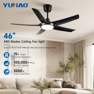 OEM ODM Factory 46 56 Inch 6 Speed 5 ABS Blades Living Room Dining BLDC Led Ceiling Fan With Lights Remote Control