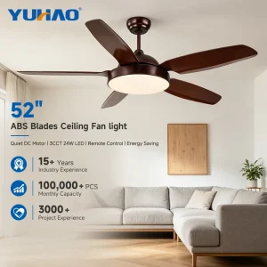 OEM ODM Factory Selling 5 ABS Blades Living Room Dining 52 Inch Quiet BLDC Electric Ceiling Fan