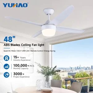 OEM ODM High Efficiency Air Circulation 48 Inch Acrylic Office Conference Room BLDC Led Ceiling Fan With Remote