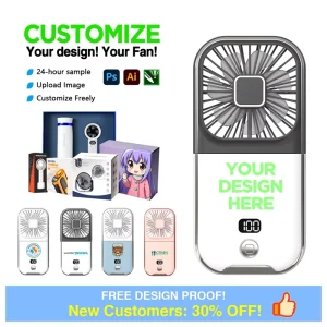 OEM ODM High Speed Handheld Fan Portable Outdoor Folding Hanging Neck Fan with Mobile Power Function Heat Wave Promotional Gift