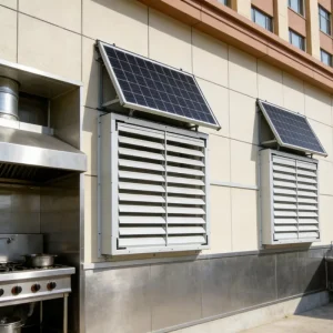 OEM ODM Industrial Solar Powered DC Brushless Motor Wall-Mounted Vent Fan Dual Power Smart Control Remote Stainless Steel