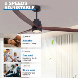 OEM/ODM Simple Design 44 Inch Solid Wood Blades Remote Control Modern Decorative Living Room Comfortable Ceiling Fan with Light
