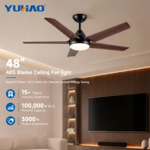 OEM ODM Strong Airflow Low Consumption 48 52 Inch Commercial Gym Salon BLDC LED Ceiling Fan with Remote Control