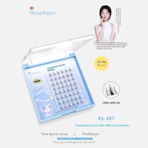 OEM ODM Synthetic Fiber Fan Eyelash Extensions Transparent Stem 8 Rows Machine-Made Lightweight